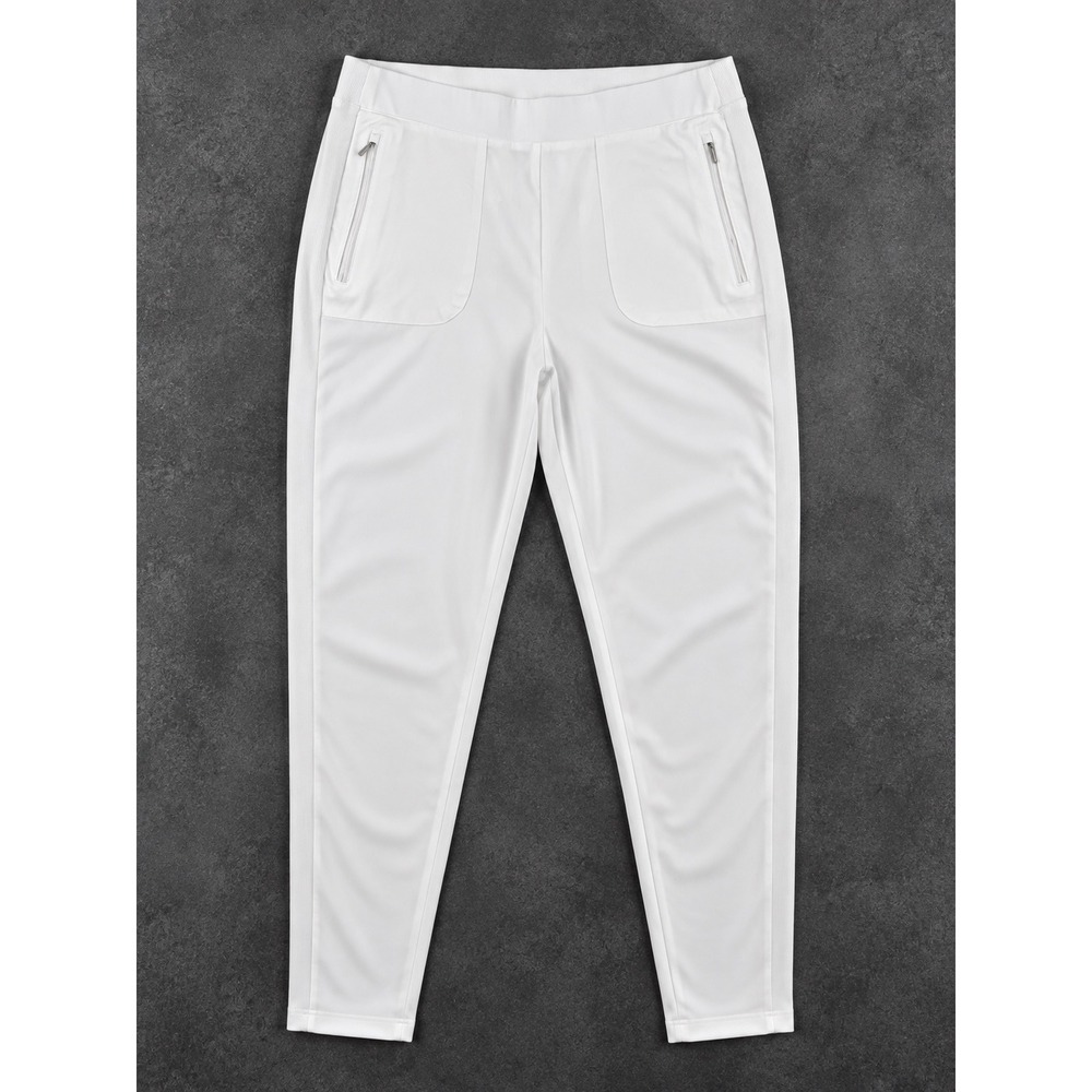 Chico's Zenergy Pants Size 2.5 or US 14R White Tapered Ribbed Side Zip Pockets